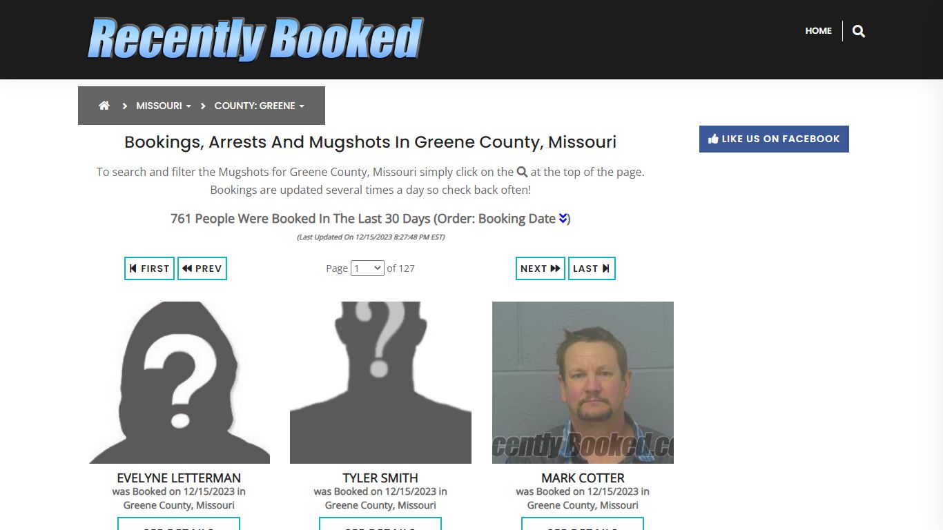 Recent bookings, Arrests, Mugshots in Greene County, Missouri
